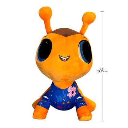 Plush toy with ant-like design on a white background