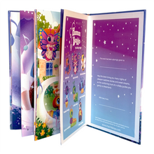 Children's book with colorful illustrations and a butterfly character on a white background